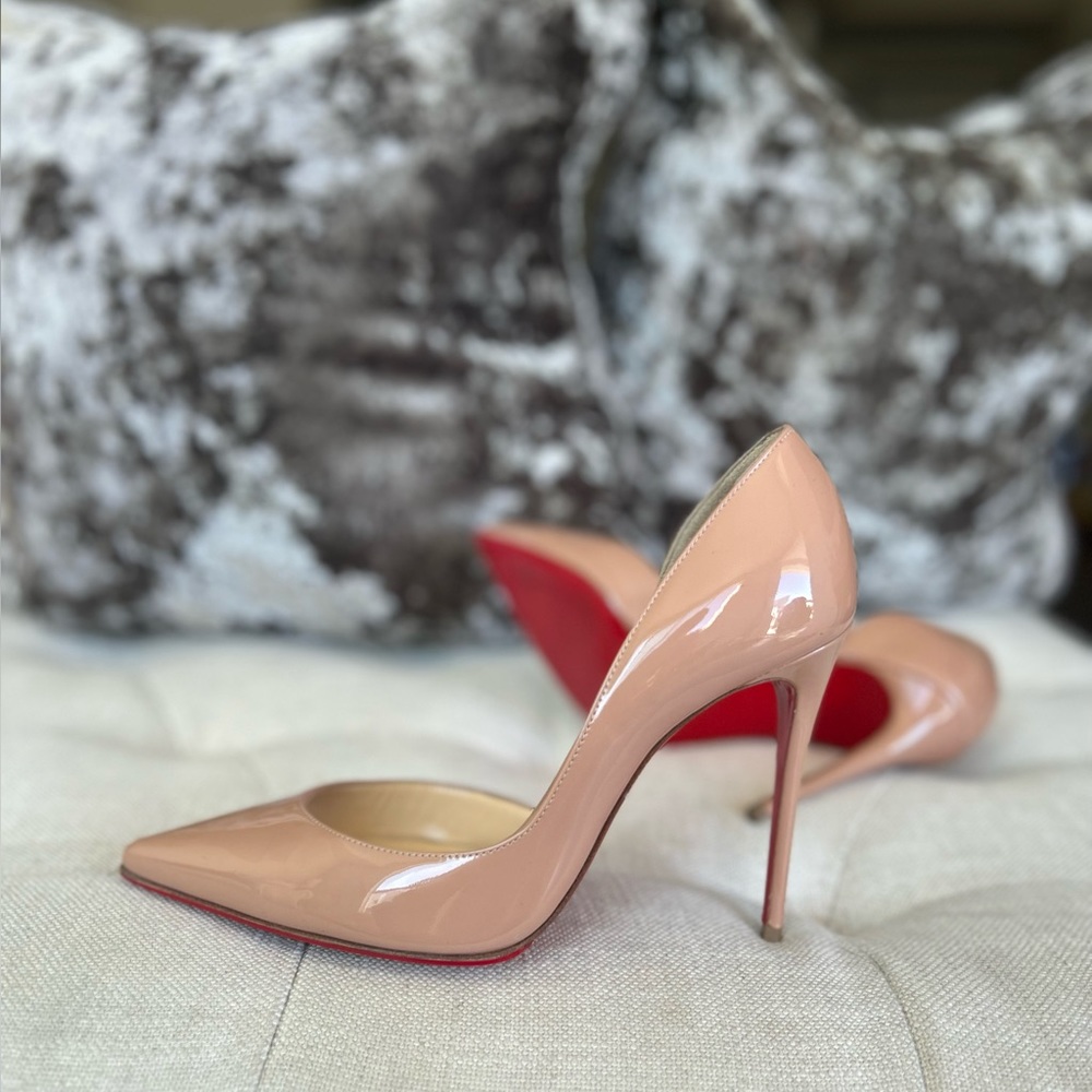 Christian Louboutin Iriza Patent 100mm Half-d'Orsay Red Sole Pumps